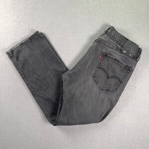 Levi's 505 Jeans Mens 36x30 Black Wash Denim Regular Fit Straight Leg Faded